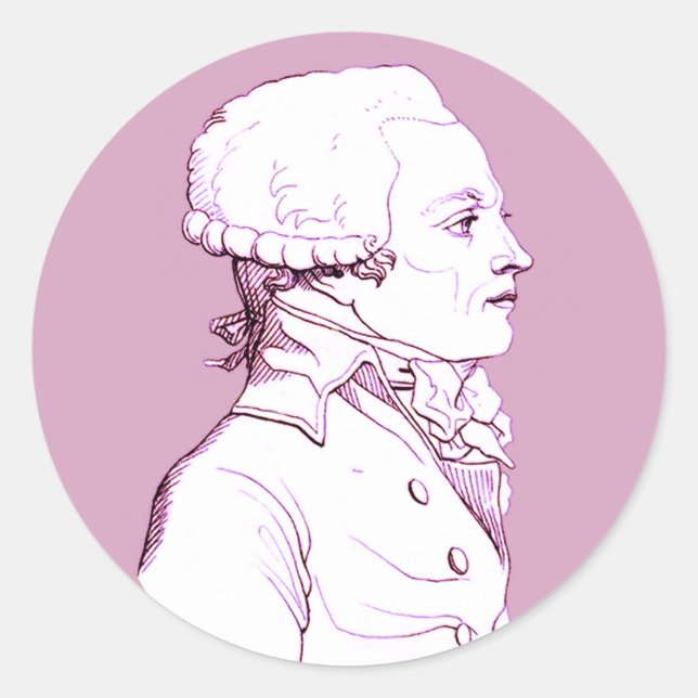 Adesivo Redondo perfil Robespierre em Rosa, (Frente)