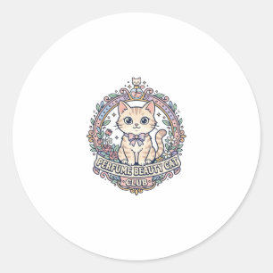 Adesivo Redondo Perfume Beleza Gato Gato Fofo Design de Camiseta -