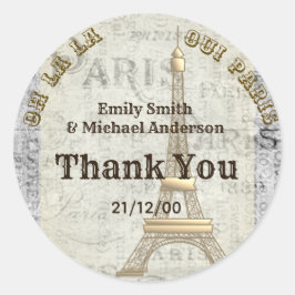 Adesivo Redondo Pergaminho de Vintagem Personalizada do Paris Stic