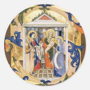 ADESIVO REDONDO PERGAMINHO FLORAL DO NATAL DA NATIVIDADE