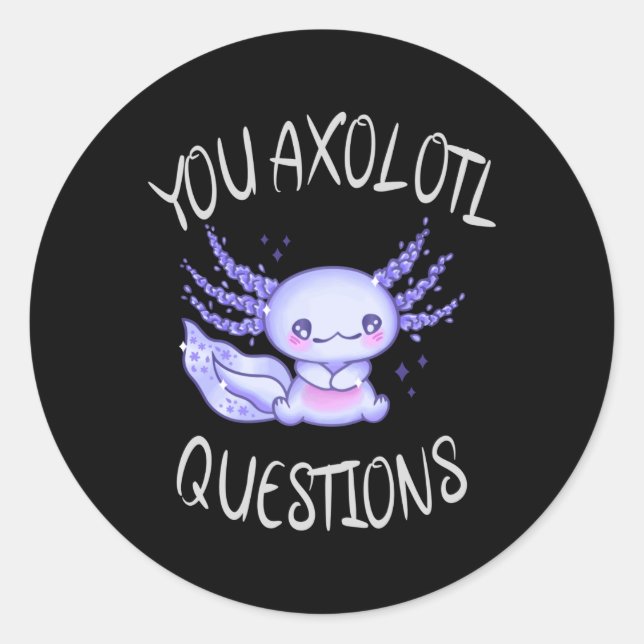 Adesivo Redondo Perguntas axolotl (Frente)