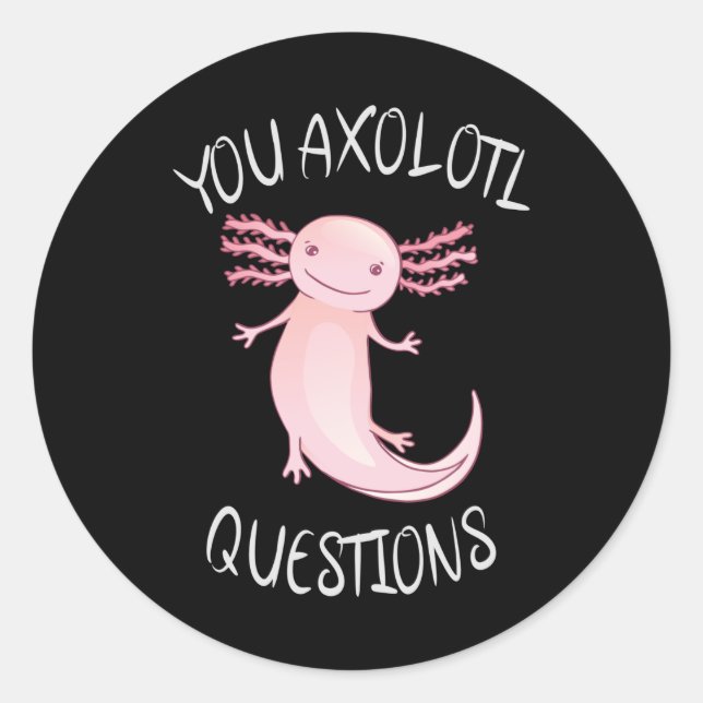 Adesivo Redondo Perguntas axolotl (Frente)