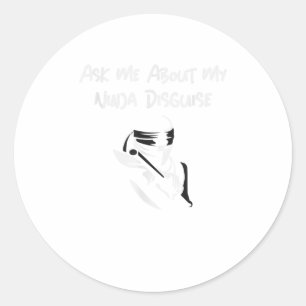 Adesivo Redondo Pergunte-Me Sobre A Minha Camiseta engraçada Disfa
