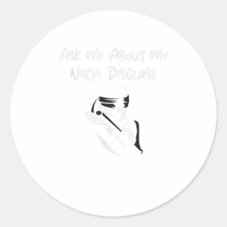 Adesivo Redondo Pergunte-Me Sobre A Minha Camiseta engraçada Disfa