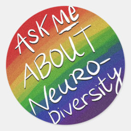 Adesivo Redondo Pergunte-me sobre a neurodiversidade