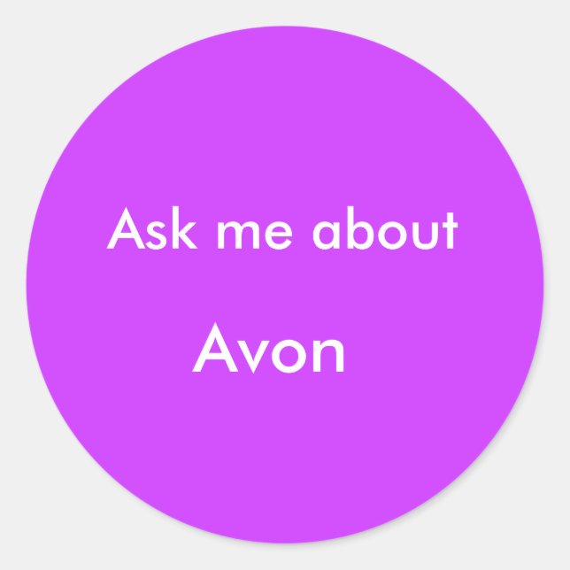 Adesivo Redondo Pergunte-me sobre, Avon (Frente)