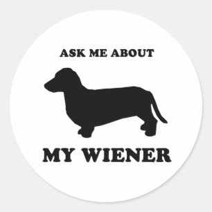 Adesivo Redondo Pergunte-me sobre meu wiener2