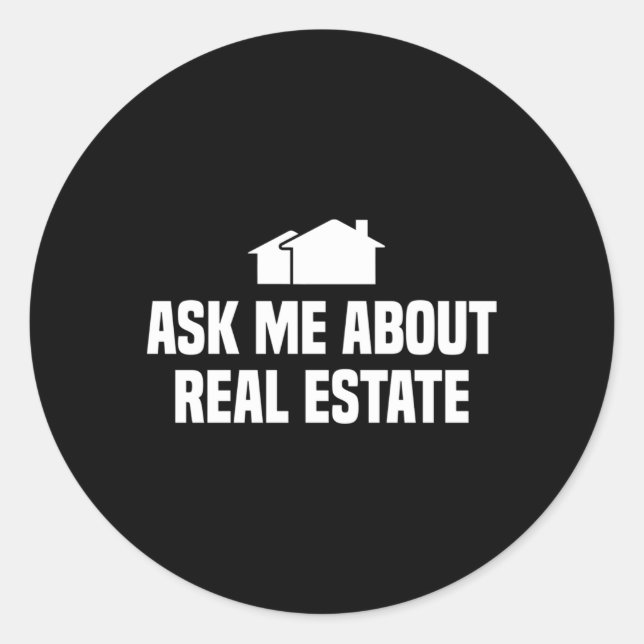 Adesivo Redondo Pergunte-Me Sobre O Agente Imobiliário (Frente)