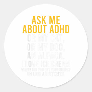 Adesivo Redondo Pergunte-Me Sobre O Autismo Adhd Sensibilização Pa