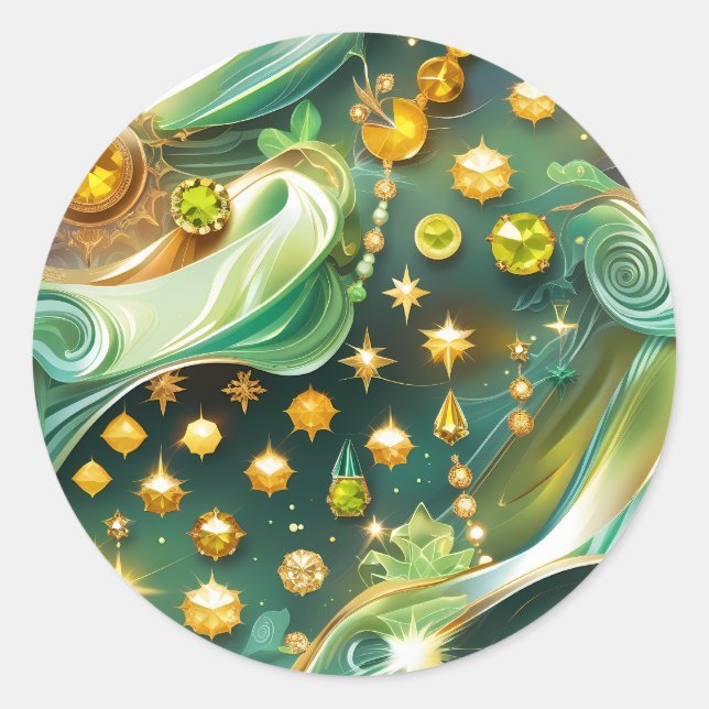 Adesivo Redondo Peridoto Citrino Celestial Lua Luminoso (Frente)