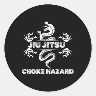 Adesivo Redondo Perigo de Asfixia de Jiu Jitsu Caratê Boxe Muay Th