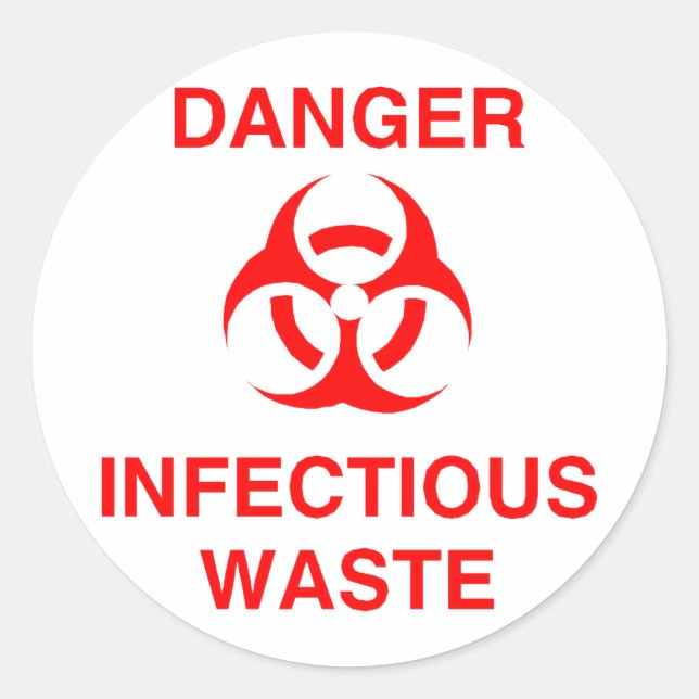 Adesivo Redondo Perigo De Resíduos Infecciosos (Frente)