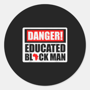 Adesivo Redondo Perigo homem negro educado história negra blm negr