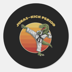 Adesivo Redondo Período Juras-kick Engraçado Karatê Artes Marciais