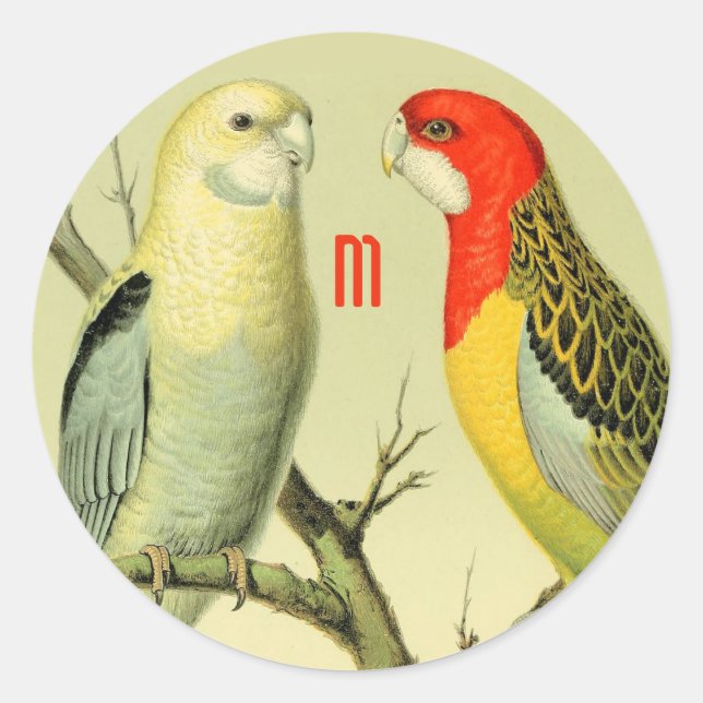 Adesivo Redondo Periquitos de safra - monogramas (Frente)