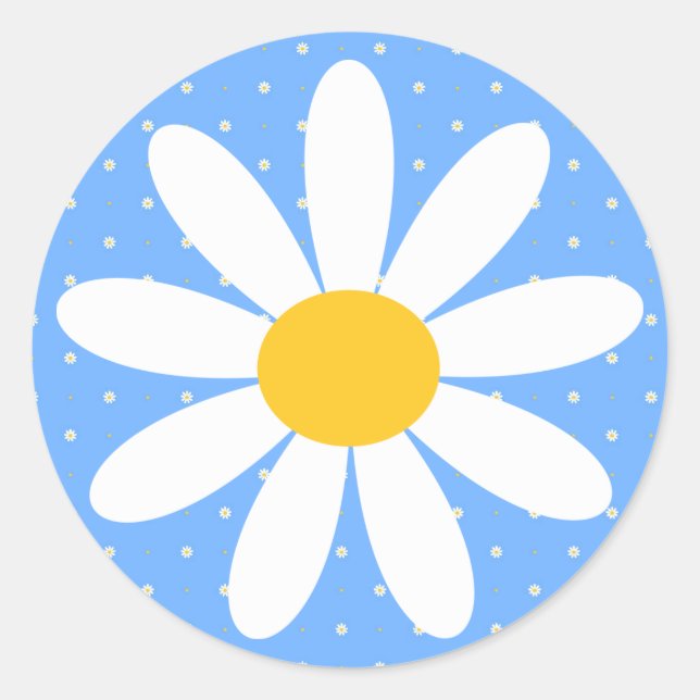 Adesivo Redondo Periwinkle Daisy Sticker (Frente)