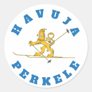 Adesivo Redondo Perkele de Havuja - suomileijona do hiihtävä