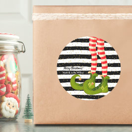 Adesivo Redondo Pernas de Elf em faixas brancas e pretas