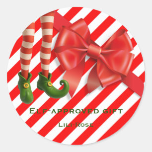 Adesivo Redondo Pernas Divertidas de Elfo Natal Travessuras do P