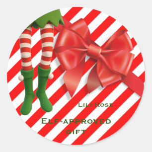 Adesivo Redondo Pernas Divertidas de Elfo Natal Travessuras do P