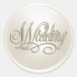 Adesivo Redondo Pérola Branca e Foco de Envelope Dourado