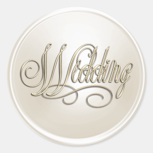 Adesivo Redondo Pérola Branca e Foco de Envelope Dourado (Frente)