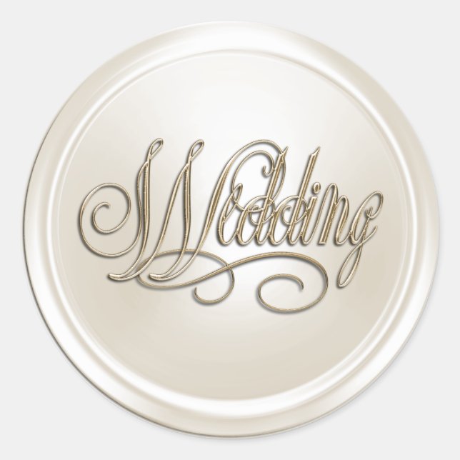 Adesivo Redondo Pérola Branca e Foco de Envelope Dourado (Frente)