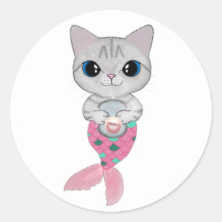 Adesivo Redondo Pérola cor-de-rosa Purrmaid