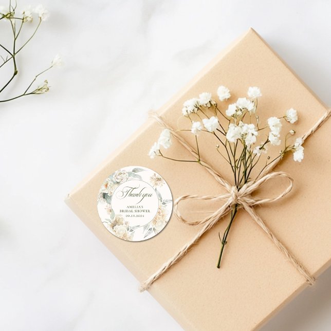 Adesivo Redondo Pérolas de aquarela e lembrancinha de Chá de Noiva (Criador carregado)