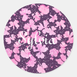 Adesivo Redondo Pérolas de Flor de Pintura, Acrínicas, Rosa