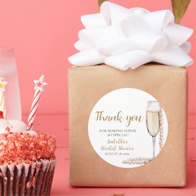 Adesivo Redondo Pérolas Douradas Elegantes e Chás de Bebê de Prose (Festa)