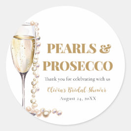 Adesivo Redondo Pérolas Douradas Elegantes e Chás de Bebê de Prose