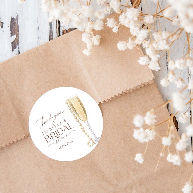 Adesivo Redondo Pérolas E Chá de panela Prosecco (Criador carregado)