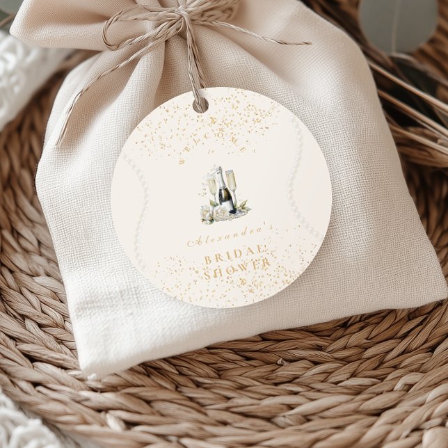 Adesivo Redondo Pérolas e Prosecco Chá de Noiva (Criador carregado)