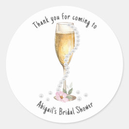 Adesivo Redondo Pérolas e Prosecco Chá de Noiva Obrigada