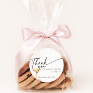 Adesivo Redondo Pérolas e Prosecco Chá de Noiva Obrigado