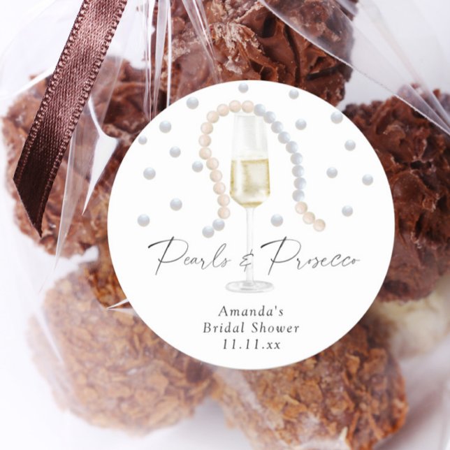 Adesivo Redondo Pérolas e Prosecco - chá de panela (Criador carregado)