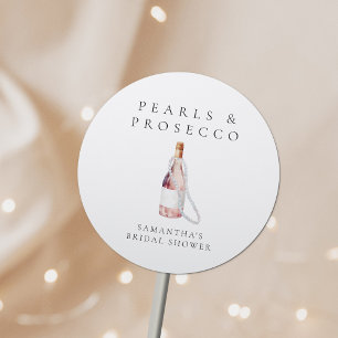 Adesivo Redondo Pérolas e Prosecco Chás de Noiva Elegantes