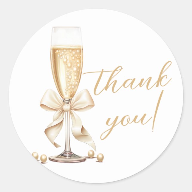 Adesivo Redondo Pérolas e Prosecco com Laço Chá de Noiva (Frente)