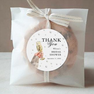 Adesivo Redondo Pérolas Elegantes e Brunch de Chá de Panela com Pr