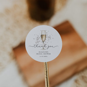 Adesivo Redondo Pérolas Elegantes e Chá de Noiva com Prosecco