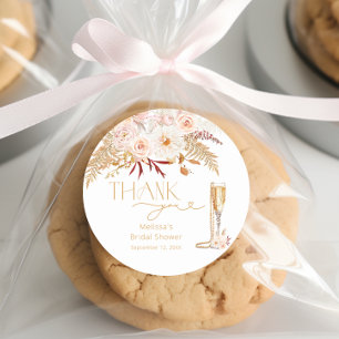 Adesivo Redondo Pérolas Elegantes e Favor de Noiva Floral Prosecco