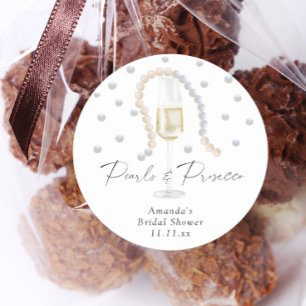 Adesivo Redondo Pérolas & Prosecco - chá de noiva