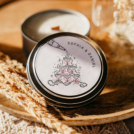 Adesivo Redondo Pérolas & Prosecco Chuva de Bênçãos Nupcial Adesiv