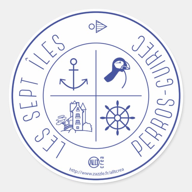Adesivo Redondo Perros-Guirec as Sete Ilhas (Frente)
