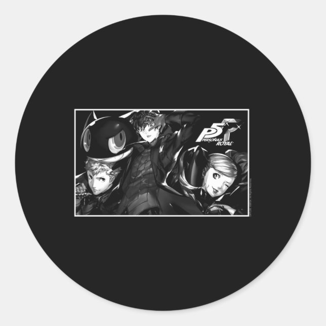 Adesivo Redondo Persona 5 Caracteres No Retângulo (Frente)