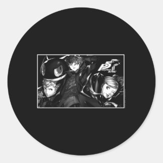 Adesivo Redondo Persona 5 Caracteres No Retângulo