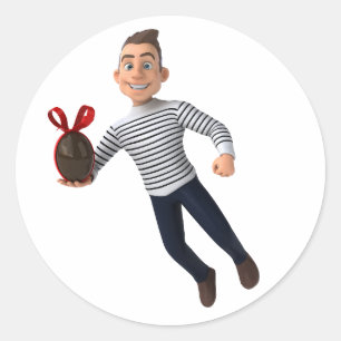 Adesivo Redondo Personagem 3D Fofo Ovo de Páscoa de Chocolate Saud