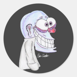 Adesivo Redondo personagem azul sorrindo com casaco
