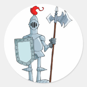 Adesivo Redondo Personagem Cavaleiro de Armadura Medieval